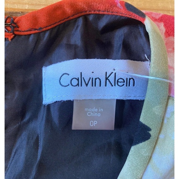 Calvin Klein Floral Sleeveless Dress Petite Size 0P Women’s Black Red - Picture 3 of 6